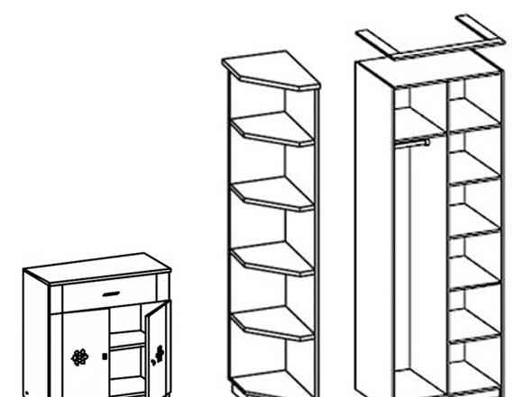 Шкаф + угловой модуль + комод. Ольмеко Росси